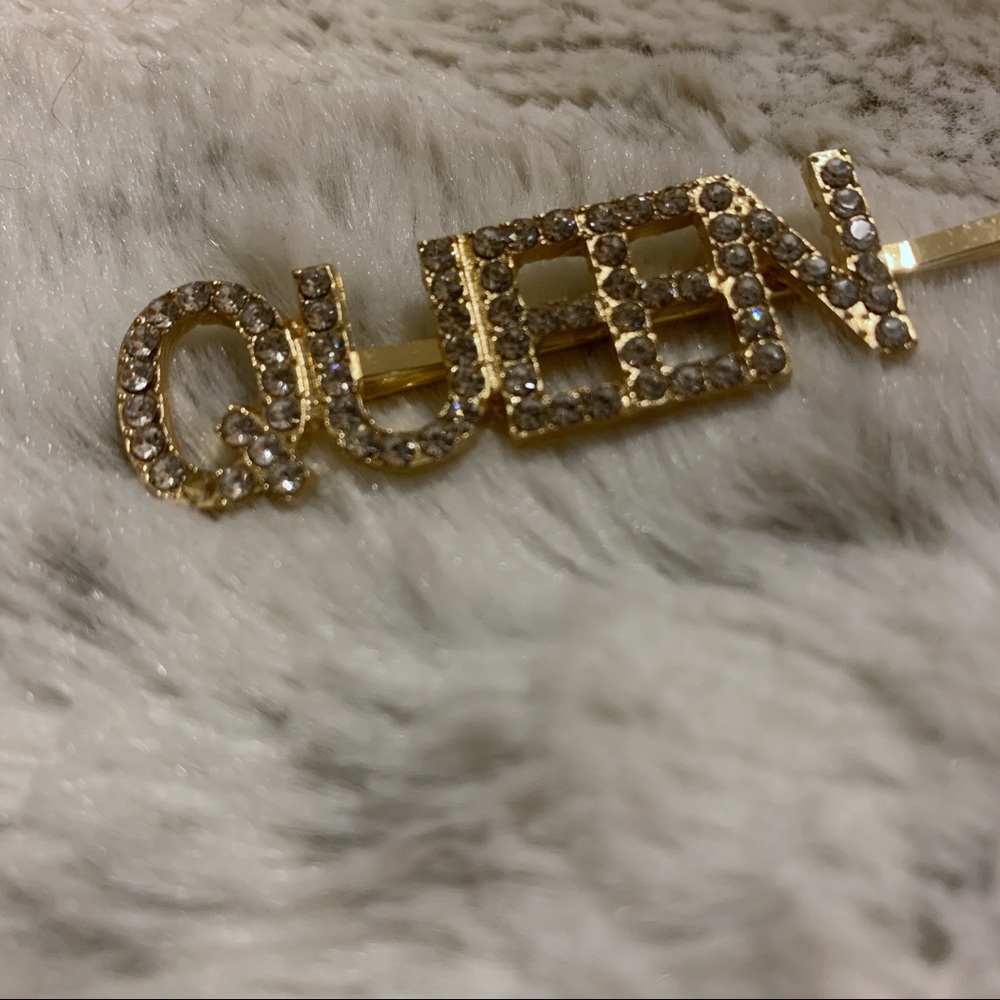 Queen Gold Rhinestone Hair Clip